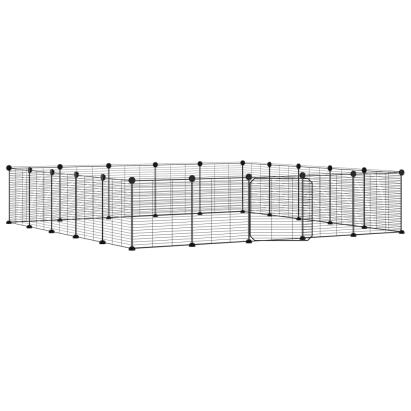 Cușcă animale de companie cu ușă 20 panouri negru 35x35 cm oțel GartenMobel Dekor