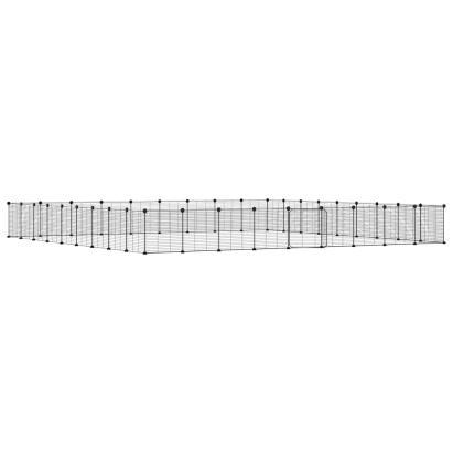 Cușcă animale de companie cu ușă 36 panouri negru 35x35 cm oțel GartenMobel Dekor