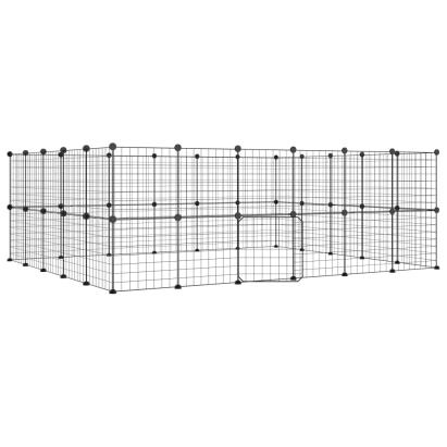 Cușcă animale de companie cu ușă 44 panouri negru 35x35 cm oțel GartenMobel Dekor