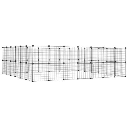 Cușcă animale de companie cu ușă 52 panouri negru 35x35 cm oțel GartenMobel Dekor