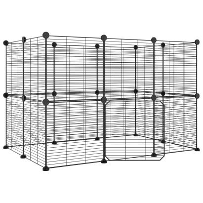 Cușcă animale de companie cu ușă 20 panouri negru 35x35 cm oțel GartenMobel Dekor