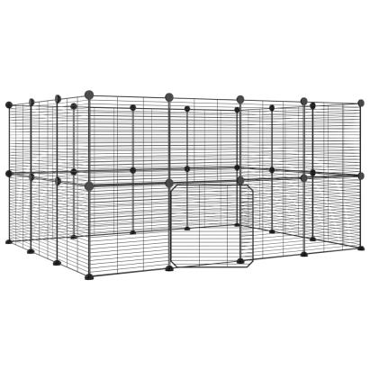 Cușcă animale de companie cu ușă 28 panouri negru 35x35 cm oțel GartenMobel Dekor