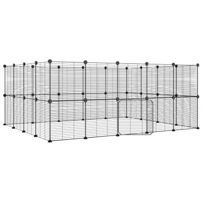 Cușcă animale de companie cu ușă 36 panouri negru 35x35 cm oțel GartenMobel Dekor