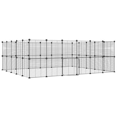 Cușcă animale de companie cu ușă 44 panouri negru 35x35 cm oțel GartenMobel Dekor