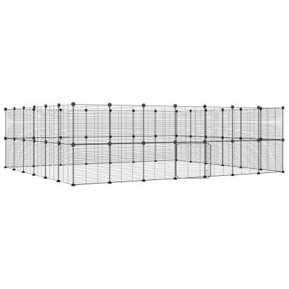 Cușcă animale de companie cu ușă 52 panouri negru 35x35 cm oțel GartenMobel Dekor