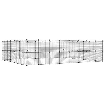 Cușcă animale de companie cu ușă 60 panouri negru 35x35 cm oțel GartenMobel Dekor