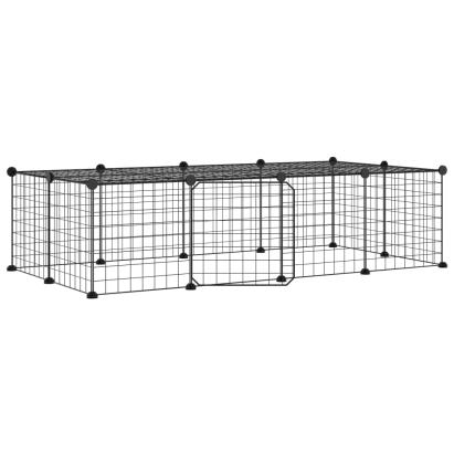 Cușcă animale de companie cu ușă 20 panouri negru 35x35 cm oțel GartenMobel Dekor