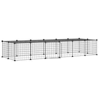 Cușcă animale de companie cu ușă 28 panouri negru 35x35 cm oțel GartenMobel Dekor