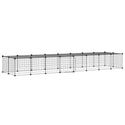 Cușcă animale de companie cu ușă 36 panouri negru 35x35 cm oțel GartenMobel Dekor