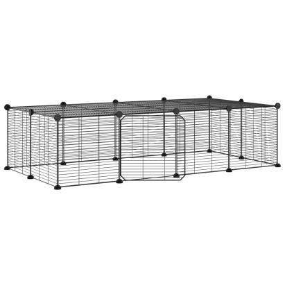 Cușcă animale de companie cu ușă 20 panouri negru 35x35 cm oțel GartenMobel Dekor