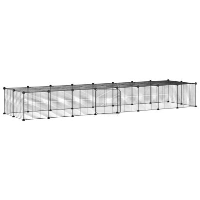 Cușcă animale de companie cu ușă 36 panouri negru 35x35 cm oțel GartenMobel Dekor