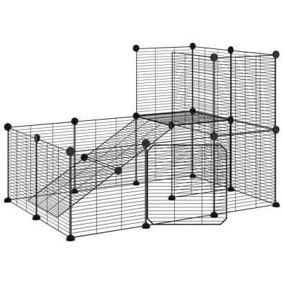 Cușcă animale de companie cu ușă 20 panouri negru 35x35 cm oțel GartenMobel Dekor