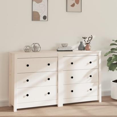 Servantă, alb, 140x35x80 cm, lemn masiv de pin GartenMobel Dekor