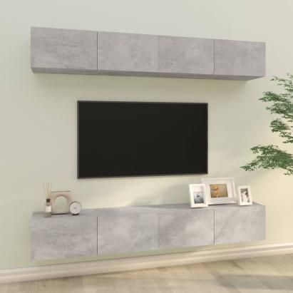 Dulapuri TV de perete, 4 buc, gri beton, 100x30x30 cm GartenMobel Dekor