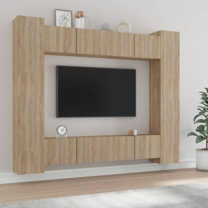 Set dulap TV, 8 piese, stejar sonoma, lemn prelucrat GartenMobel Dekor