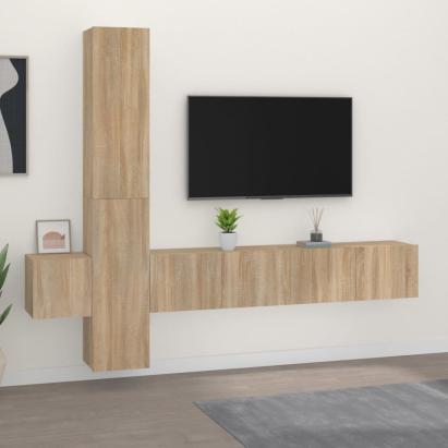 Set dulap TV, 5 piese, stejar sonoma, lemn prelucrat GartenMobel Dekor