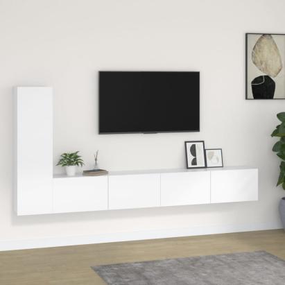 Set comodă TV, 3 piese, alb, lemn prelucrat GartenMobel Dekor