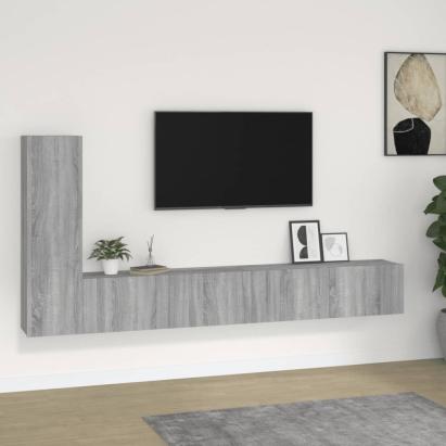 Set dulap TV, 3 piese, gri sonoma, lemn prelucrat GartenMobel Dekor