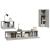 Set dulap TV, 4 piese, gri beton, lemn prelucrat GartenMobel Dekor