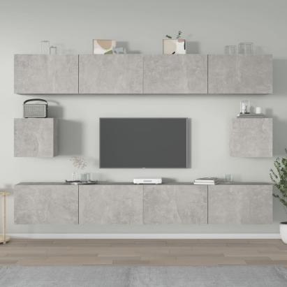 Set dulap TV, 6 piese, gri beton, lemn prelucrat GartenMobel Dekor