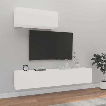 Set comodă TV, 3 piese, alb, lemn prelucrat GartenMobel Dekor