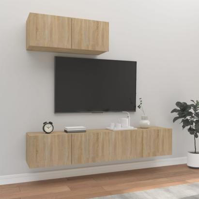 Set dulap TV, 3 piese, stejar sonoma, lemn prelucrat GartenMobel Dekor