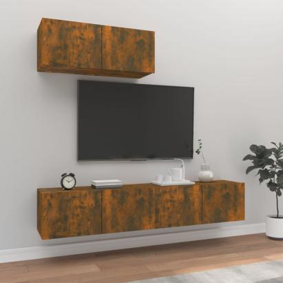 Set dulapuri TV, 3 piese, stejar fumuriu, lemn prelucrat GartenMobel Dekor
