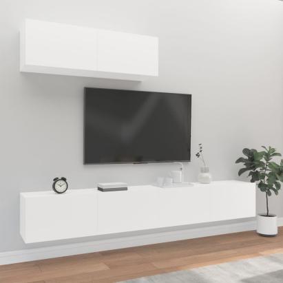 Set comodă TV, 3 piese, alb, lemn prelucrat GartenMobel Dekor
