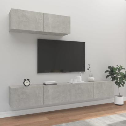 Set dulapuri TV, 3 piese, gri beton, lemn prelucrat GartenMobel Dekor