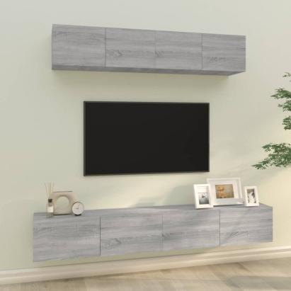 Set dulapuri TV, 4 piese, gri sonoma, lemn prelucrat GartenMobel Dekor