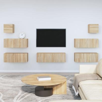 Set dulapuri TV, 7 piese, stejar sonoma, lemn prelucrat GartenMobel Dekor