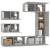 Set dulap TV, 6 piese, gri beton, lemn prelucrat GartenMobel Dekor