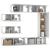 Set dulap TV, 7 piese, alb, lemn prelucrat GartenMobel Dekor