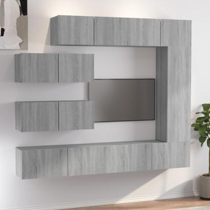 Set comode TV, 7 piese, gri sonoma, lemn compozit GartenMobel Dekor