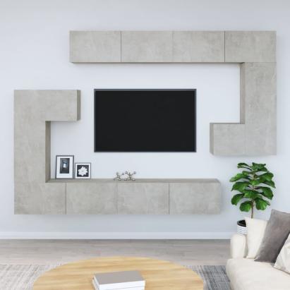 Dulap TV montat pe perete, gri beton, lemn prelucrat GartenMobel Dekor