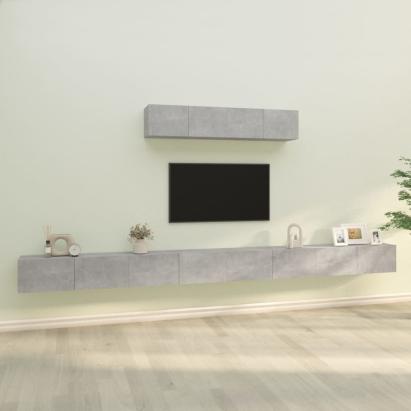 Set dulap TV, 6 piese, gri beton, lemn prelucrat GartenMobel Dekor