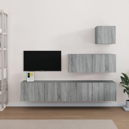 Set dulapuri TV, 4 piese, gri sonoma, lemn prelucrat GartenMobel Dekor