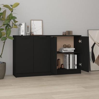 Servante, 2 buc., negru, 60x30x70 cm, lemn compozit GartenMobel Dekor
