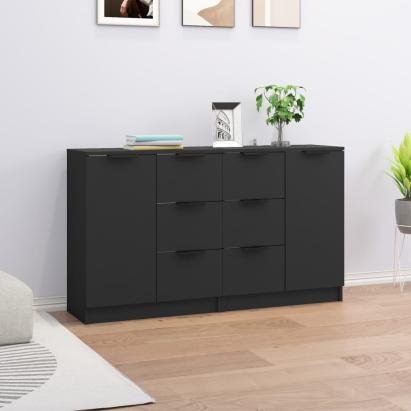 Servante, 2 buc., negru, 60x30x70 cm, lemn compozit GartenMobel Dekor