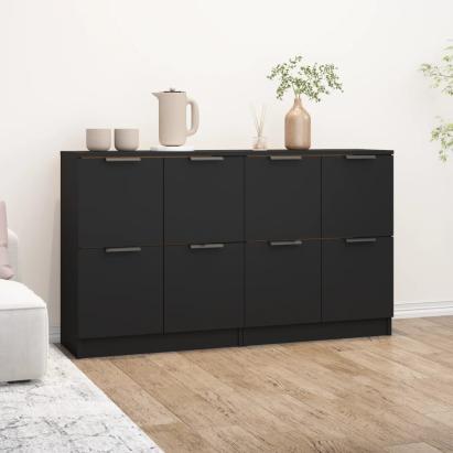 Servante, 2 buc., negru, 60x30x70 cm, lemn compozit GartenMobel Dekor