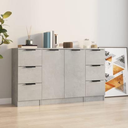 Servante, 3 piese, gri beton, lemn prelucrat GartenMobel Dekor