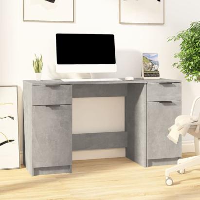 Birou cu dulap lateral, gri beton, lemn prelucrat GartenMobel Dekor