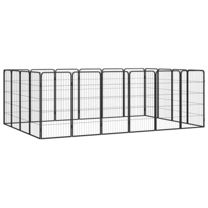 Țarc câini 20 panouri negru 50x100 cm oțel vopsit electrostatic GartenMobel Dekor