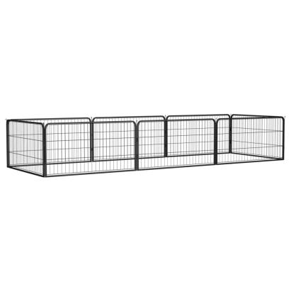 Țarc câini 8 panouri negru 100x50 cm, oțel vopsit electrostatic GartenMobel Dekor