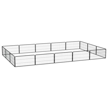 Țarc câini 16 panouri negru 100x50 cm oțel vopsit electrostatic GartenMobel Dekor