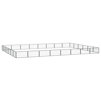 Țarc câini 28 panouri negru 100x50 cm oțel vopsit electrostatic GartenMobel Dekor