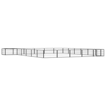 Țarc câini 24 panouri negru 100x50 cm oțel vopsit electrostatic GartenMobel Dekor