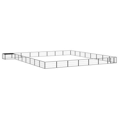 Țarc câini 32 panouri negru 100x50 cm oțel vopsit electrostatic GartenMobel Dekor