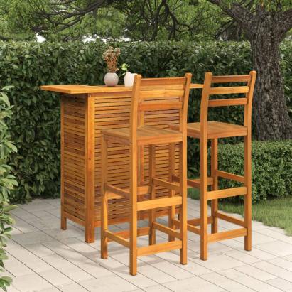 Set mobilier de bar de grădină, 3 piese, lemn masiv de acacia GartenMobel Dekor