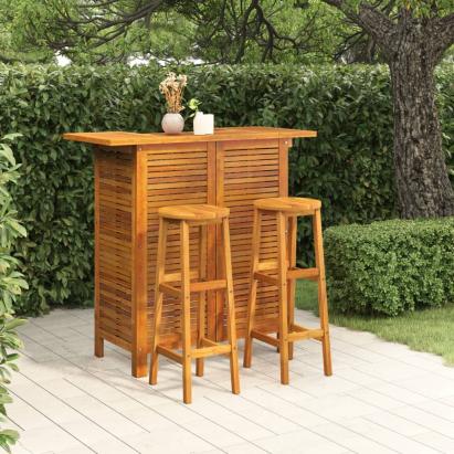 Set mobilier de bar de grădină, 3 piese, lemn masiv de acacia GartenMobel Dekor